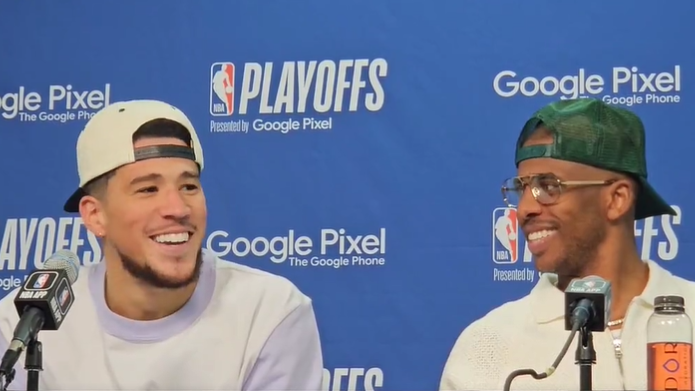 Devin Booker and Chris Paul speaking...